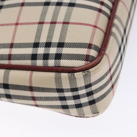 BURBERRY Nova Check Shoulder Bag Canvas Beige Silver Auth...